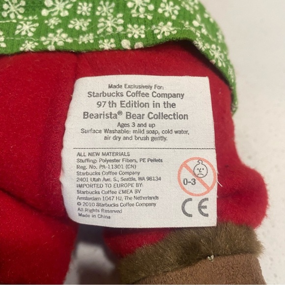 Vintage Starbucks Bearista Bear Plush Holiday Mouse Writer 2010 97th Edition - Picture 7 of 8